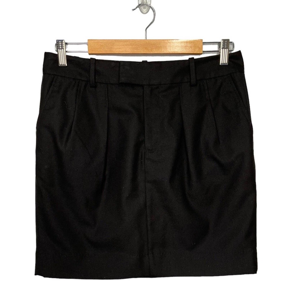 Gap Pleated Front Pocket Career Lined Zip Mini Skirt Black 4